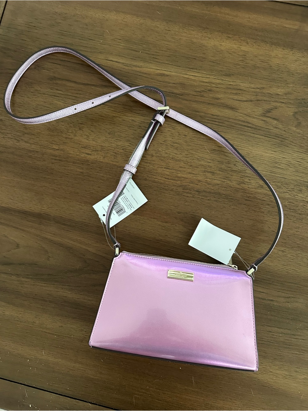 Lavender Kate Spade Shimmer Crossbody Bag with Gold Accent - Picture 5 of 9